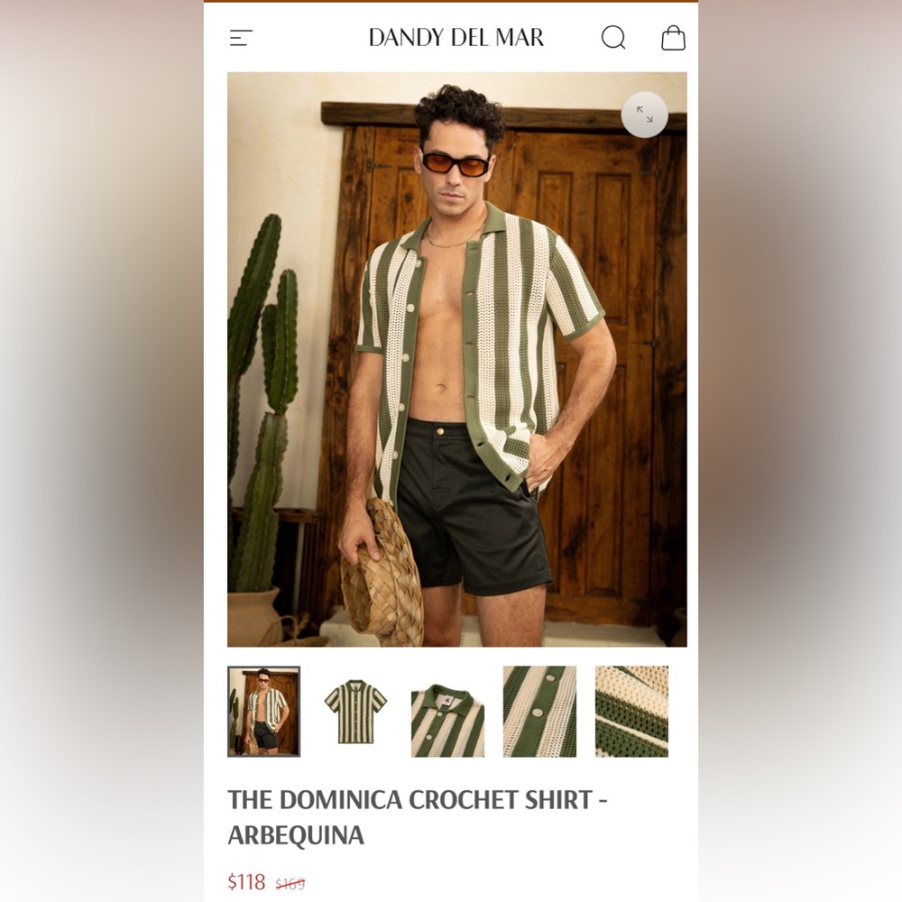 THE DOMINICA CROCHET DANDY DEL MAR MAN SHIRT MEDIUM